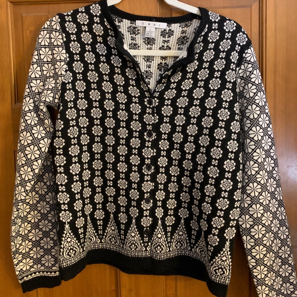 Cabi black and white cardigan